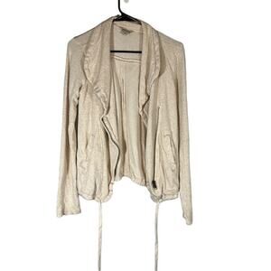 Lucky Brand Beige Oatmeal Long Sleeve Linen Blend Front Zip Jacket Women Sz XS